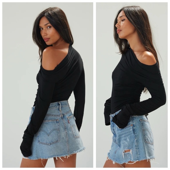 REVOLVE SNDYS Nyah Long Sleeve Bodysuit, Black Off-Shoulder Women's Top sz. S - Picture 10 of 17